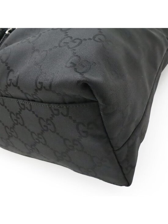 Gucci GG Nylon Backpack Leather Black Silver
